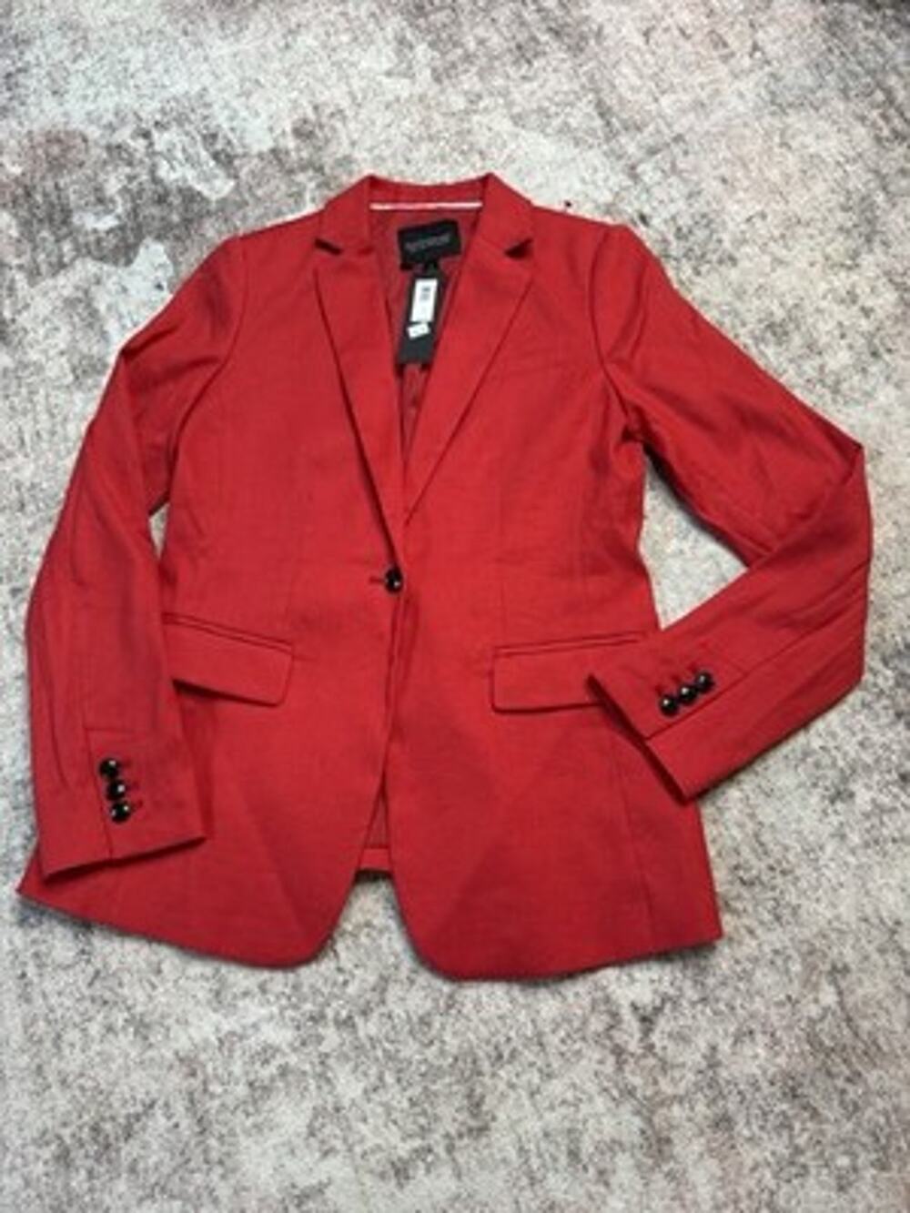 Banana Republic Blazer Sz 2 Long and Lean Linen Cotton Stretch Suit Jacket Red